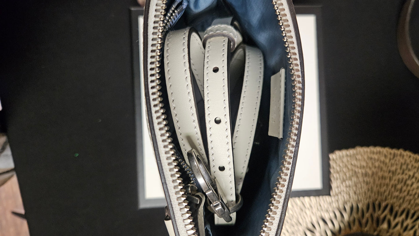 GUCCI X SEGA Calfskin GUCCY Stars Mini Dome Shoulder Bag in Mystic White and Gold