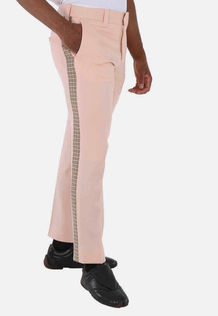 Burberry Men's Blush Pink Check Side Striped trousers NWT