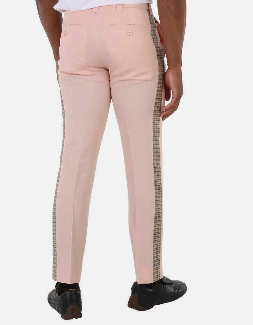 Burberry Men's Blush Pink Check Side Striped trousers NWT