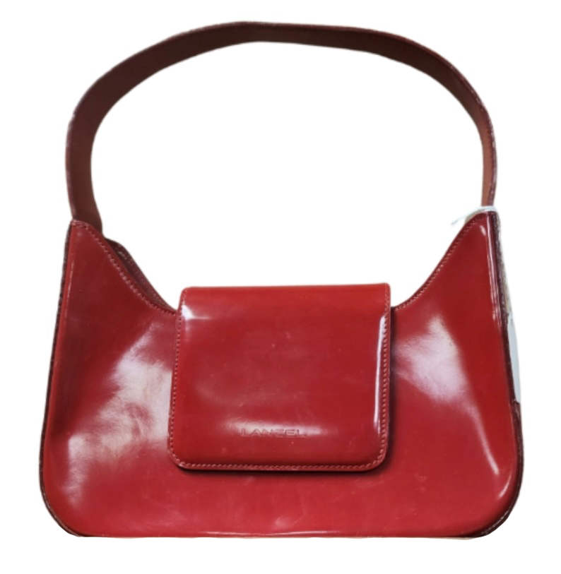 Lancel Red High Vloss Structured Purse