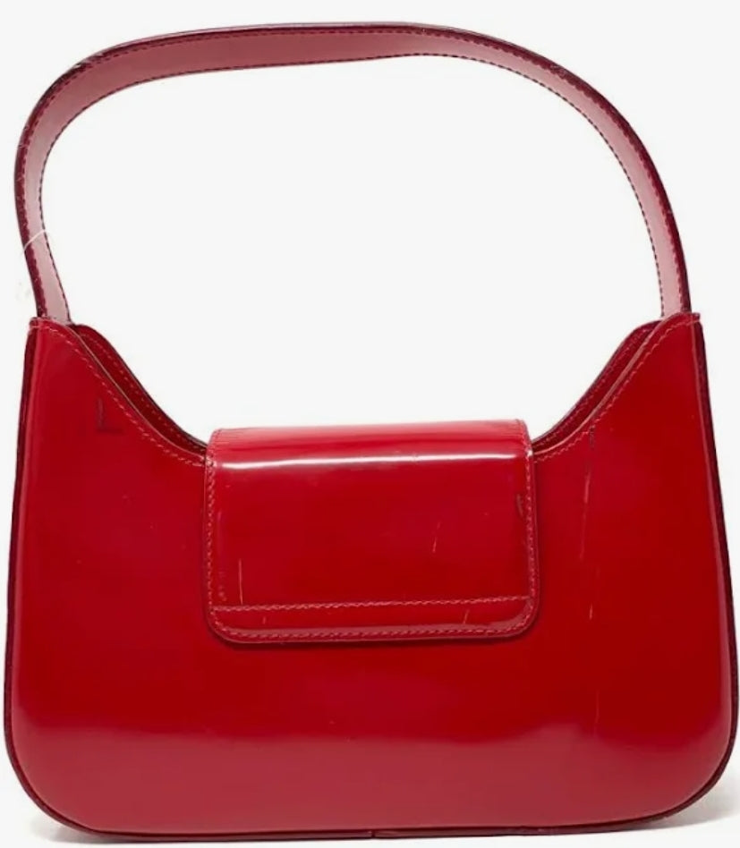 Lancel Red High Vloss Structured Purse