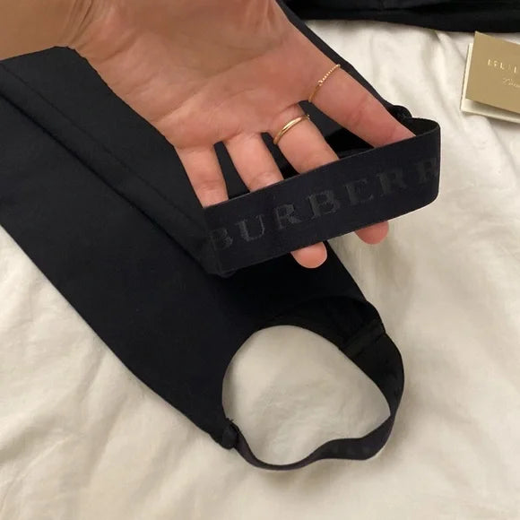 Authentic Burberry High Waisted Stirrups in Black with Logo at the bottom, NWT