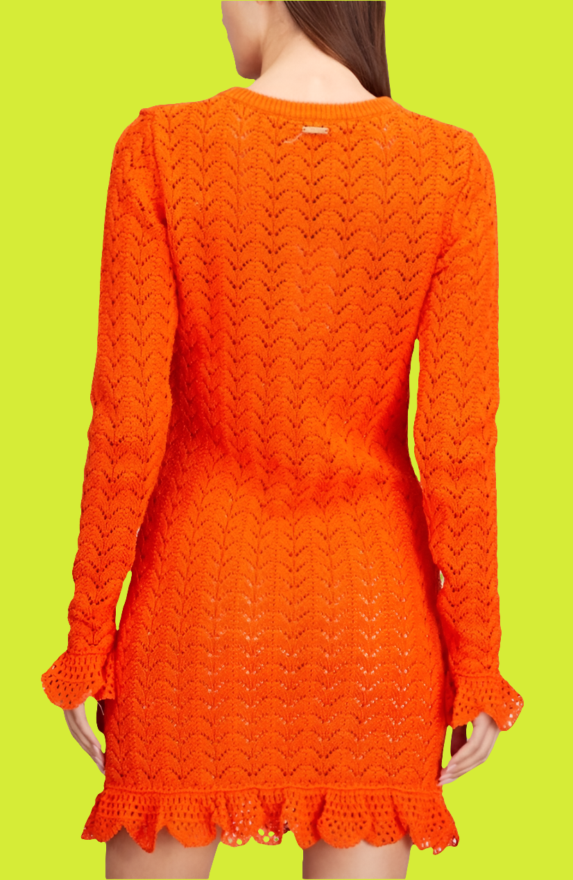 J.W. Anderson Long Sleeve Crochet Dress in Orange